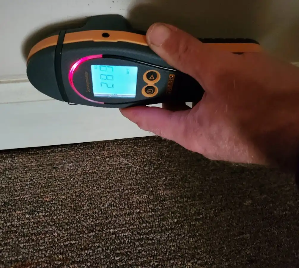 Moisture detection at baseboard during Sewage Cleanup & Sanitation in Klamath Falls